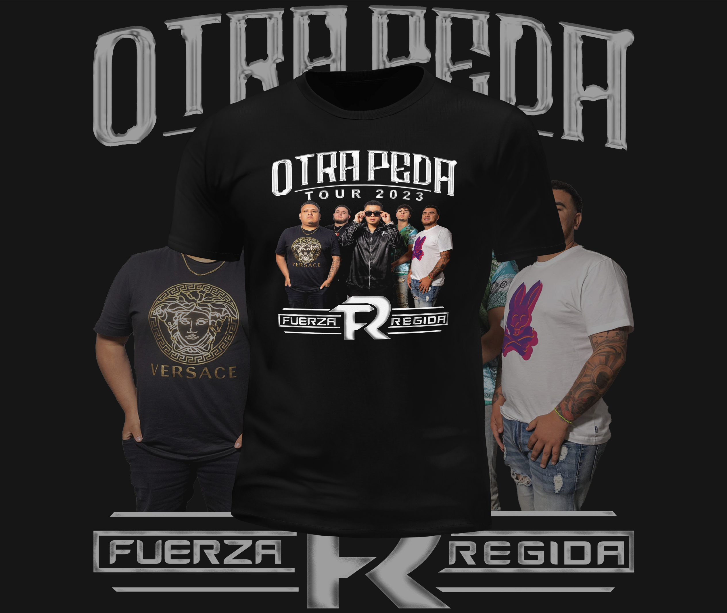 Fuerza Regida Otra Peda Tour Front and Back Design Graphic Tee