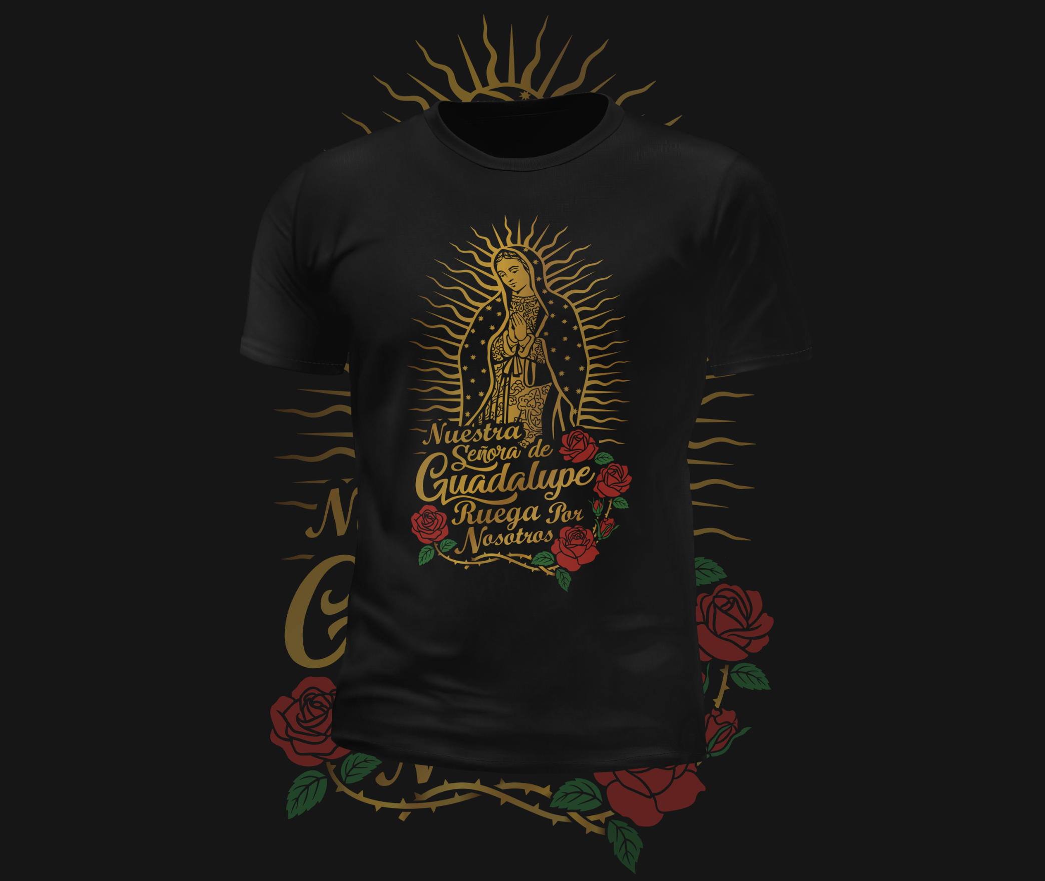 Virgin Mary Gold Silhouette Graphic Tee